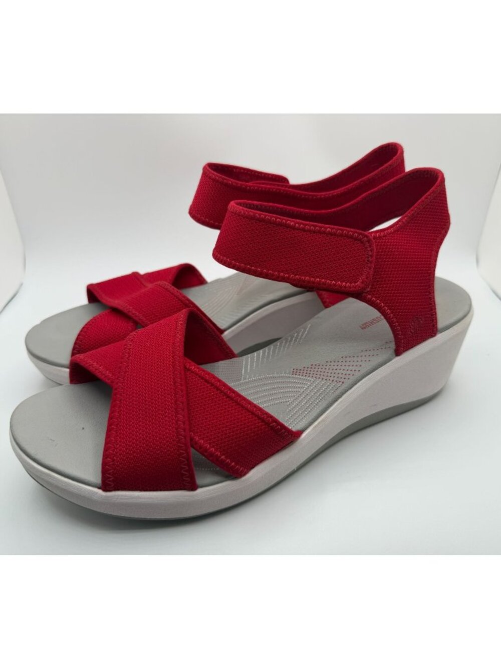Clarks Cloudsteppers Cali Skye Wedge Sport Sandals Women Size 12W Red Comfort